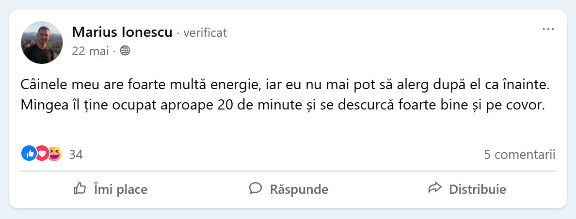 Recenzie Facebook de la Marius Ionescu despre PurrBall