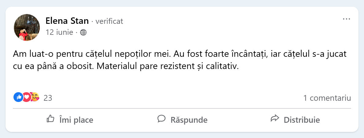 Recenzie Facebook de la Elena Stan despre PurrBall